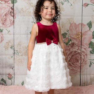 American Princess Burgundy and White Formal Toddler Dress